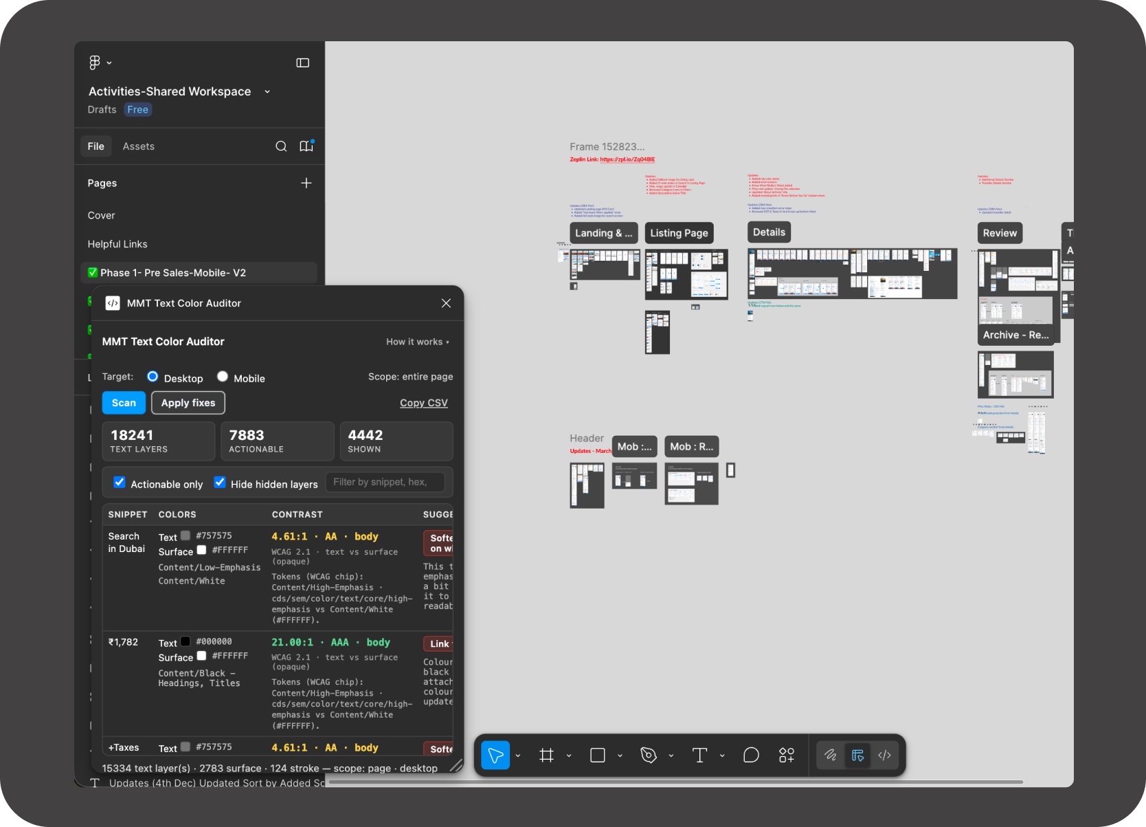 Plugin scan table showing issue counts, row notes, and reviewable output