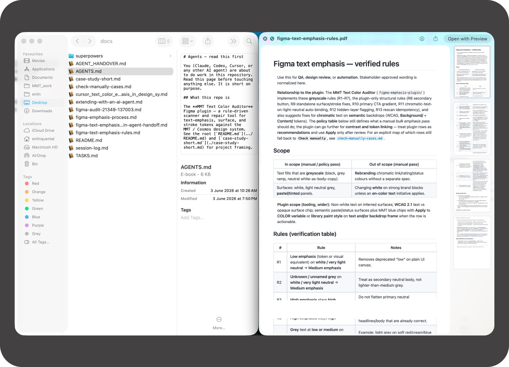 Markdown docs, workflow references, and plugin logic notes