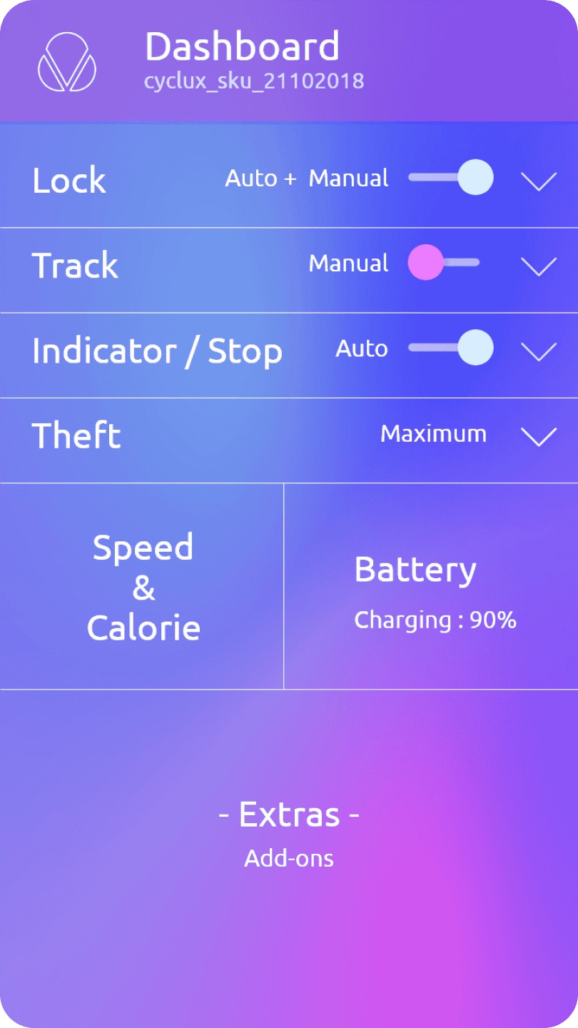 Cyclux companion app wireframe set B 1