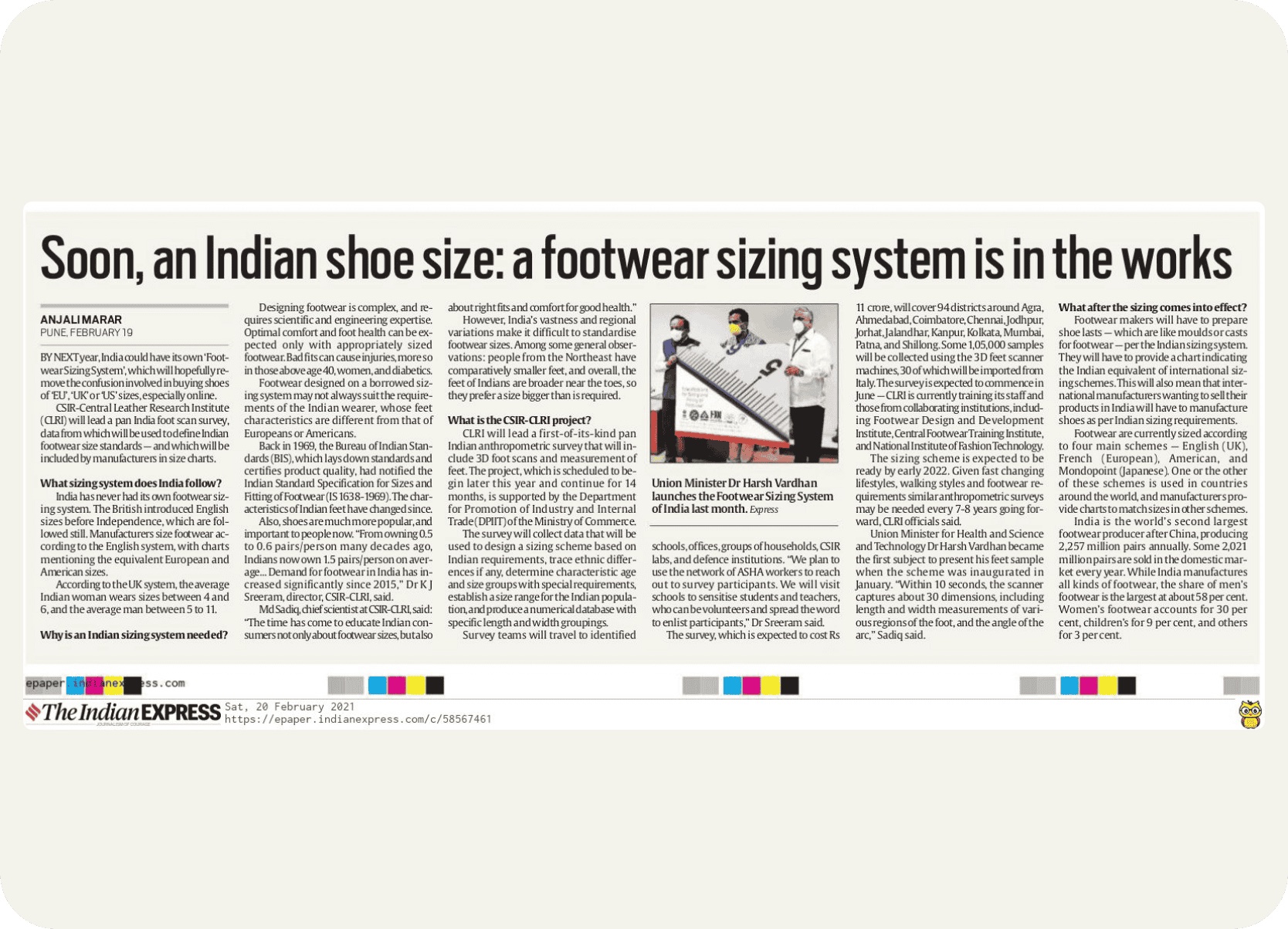 Article on the BHA footwear sizing context 1