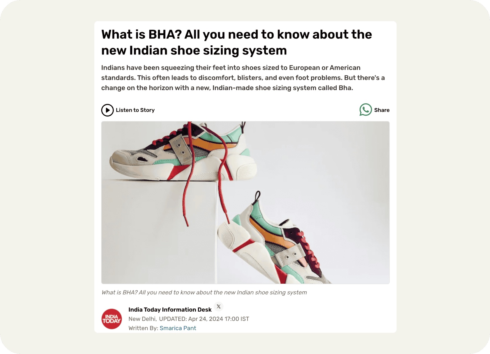 Article on the BHA footwear sizing context 4