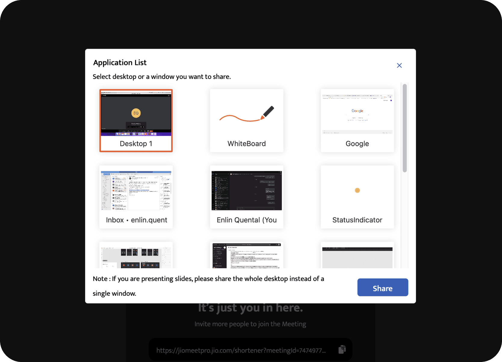 Limited share window options