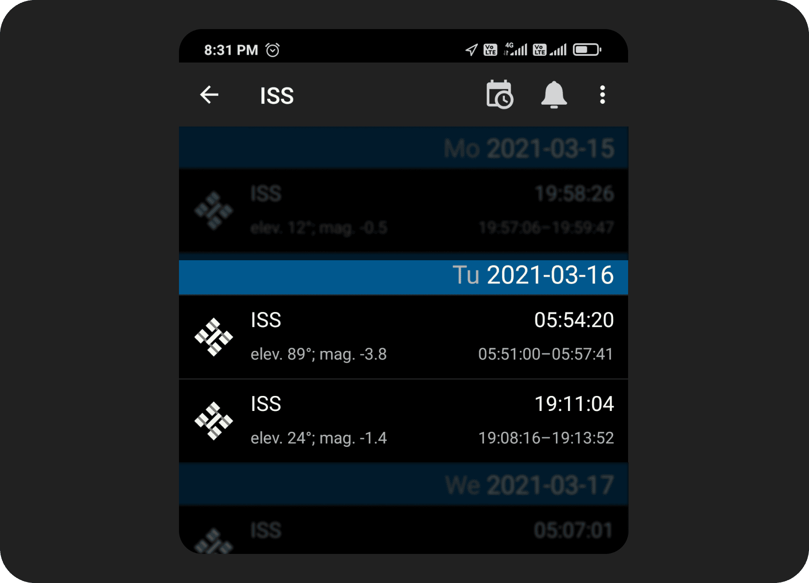 ISS tracking screenshot